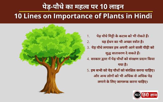 पेड़-पौधे का महत्व पर 10 लाइन। 10 Lines on Importance of Plants in Hindi